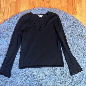 Vintage Barry Bricken Black V-Neck Silk Sweater Y2K Size S